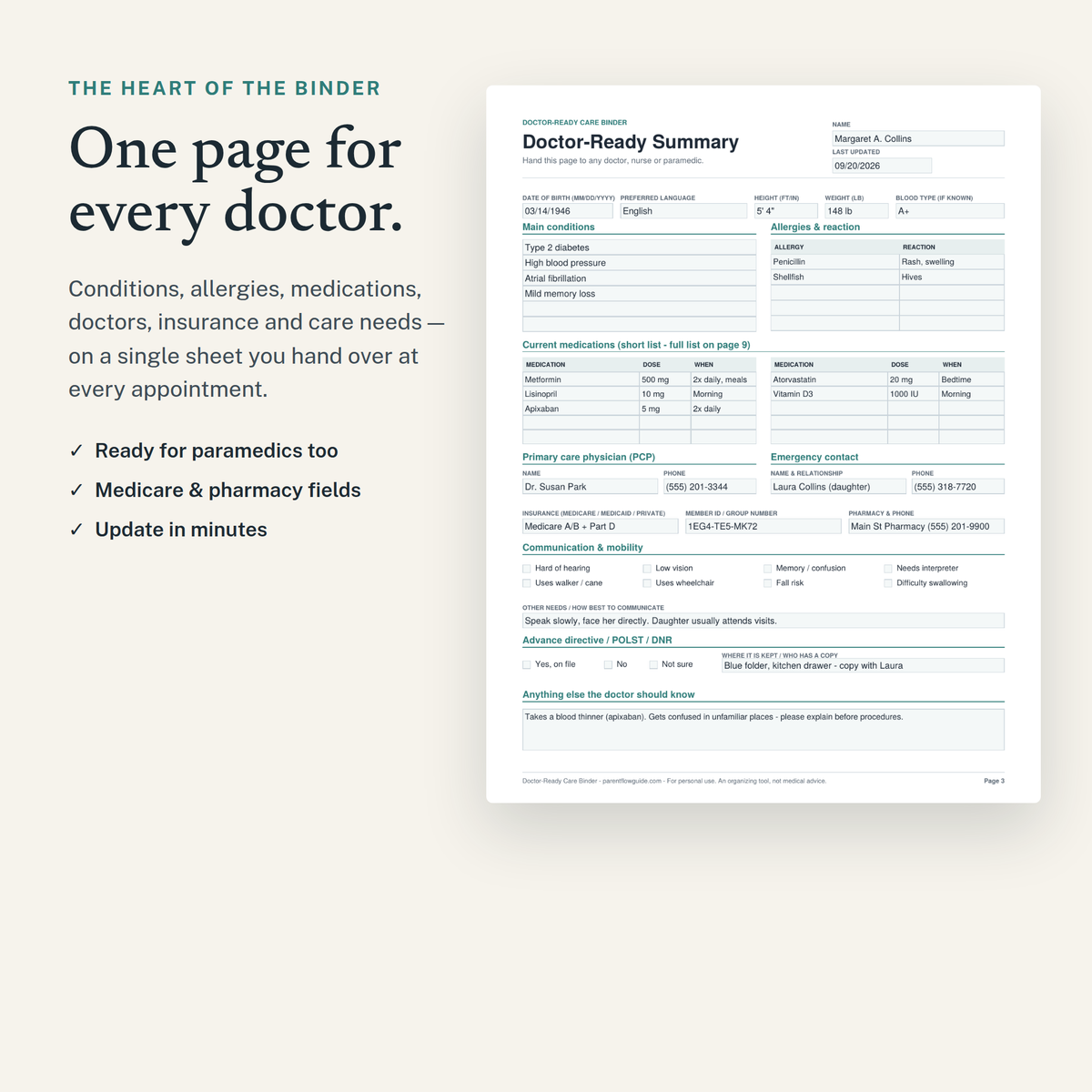 Doctor-Ready Care Binder